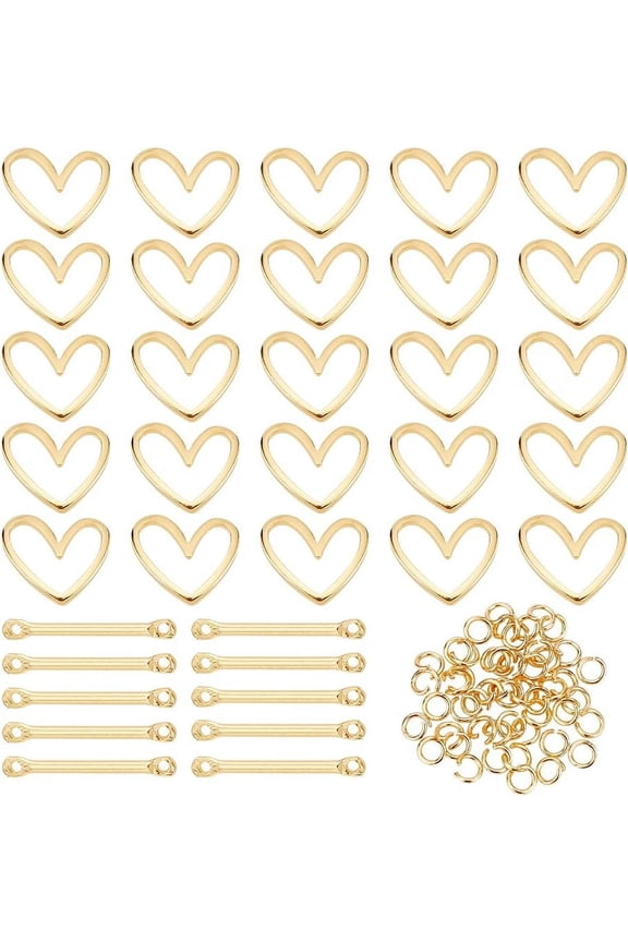 DIY Link Jewelry Making Finding Kit Including Brass Links Connectors & Linking Rings & Jump Rings Real 18K Gold Plated 90pcs/box DIY