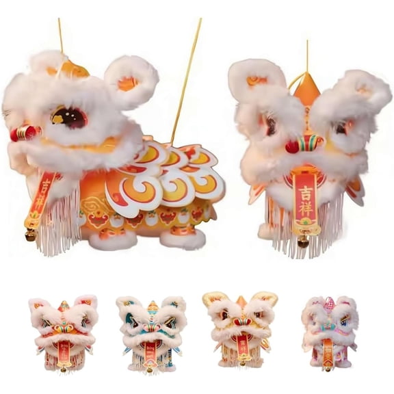 DIY Lion Dance Lantern Craft Kit – Chinese New Year String Puppet & Marionette Craft for Home Decoration, Easy Assembly Cultural Activity for Adults and Family (Gold)
