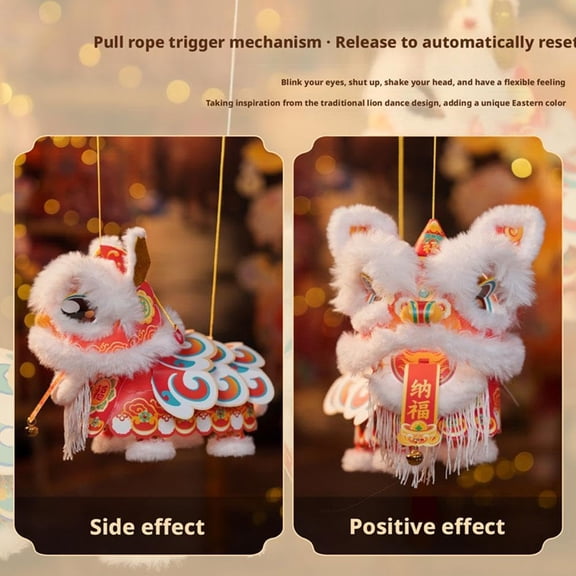 DIY Lion Dance Lantern Craft Kit, Interactive Chinese New Year Lantern with Moving Head LED Lights for Kids, Family Cultural Activity, Decoration for Lunar New Year Festival(wwx)