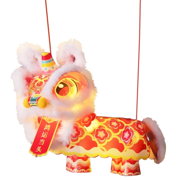 DIY Lion Dance Lantern Craft Kit, Lion Hanging Paper Lantern, 2026 New Year DIY Lion Dance Lantern Kit, Spring Festival Home Decoration Lions Dance Gift (Requires Assembly by Yourself)
