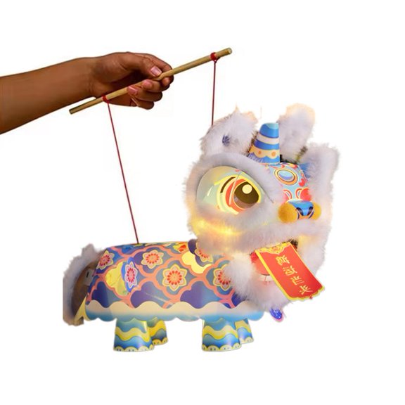 DIY Lion Dance Lantern Craft Kit, Movable Head & Legs, Paperboard & Plush, for Festivals, 9.84x7.87x9.84 Inch