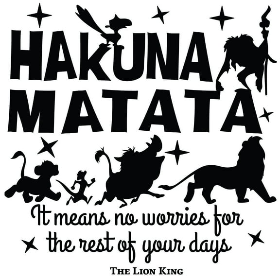 DIY The Lion King Characters Vinyl Quotes Wall Decal - Hakuna Matata It Means No Worries For The Rest Of your Days | 20" x 20" Stick And Peel Walt Disney Movie Home Wall Decoration Removable Sticker