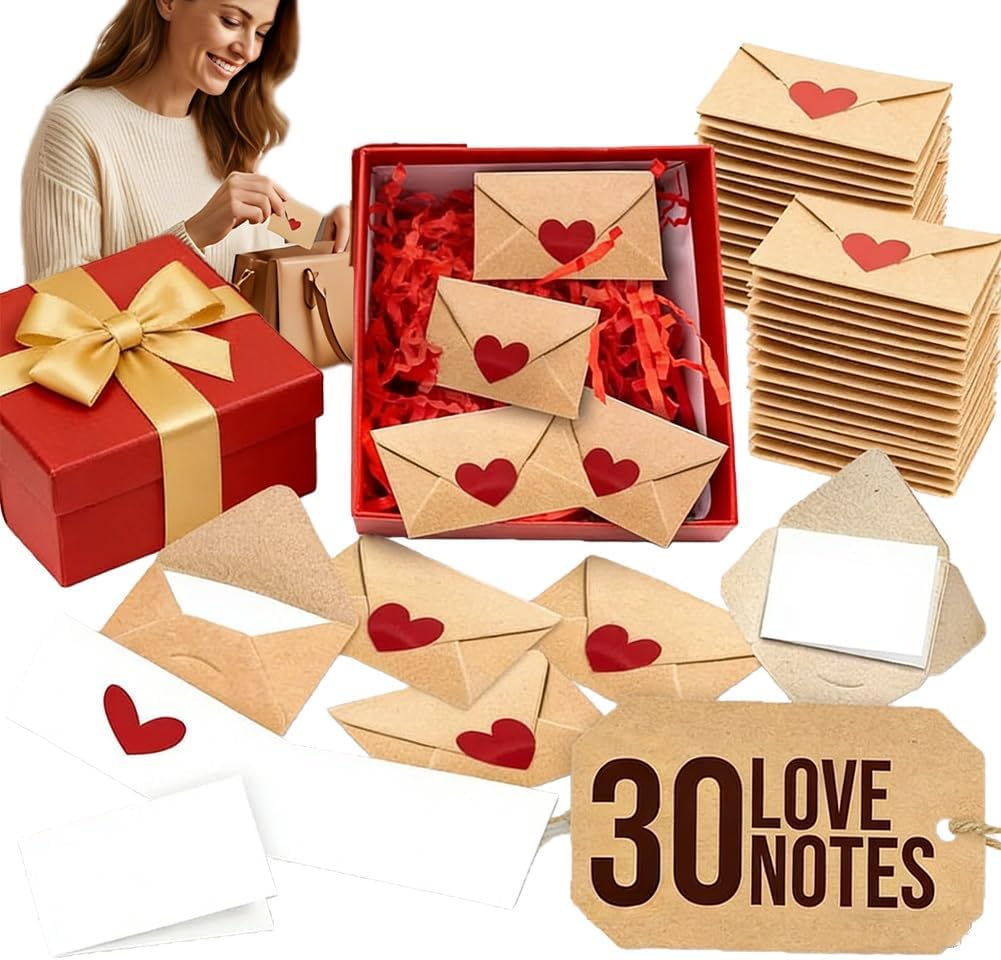 DIY Love Notes Box, 30/60 Blank Cards & Envelopes Set for Valentine's ...