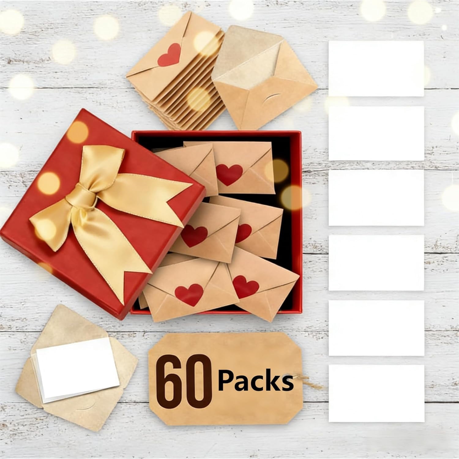 DIY Love Notes Box – Mini Blank Cards & Envelopes, Valentine Day Mini ...