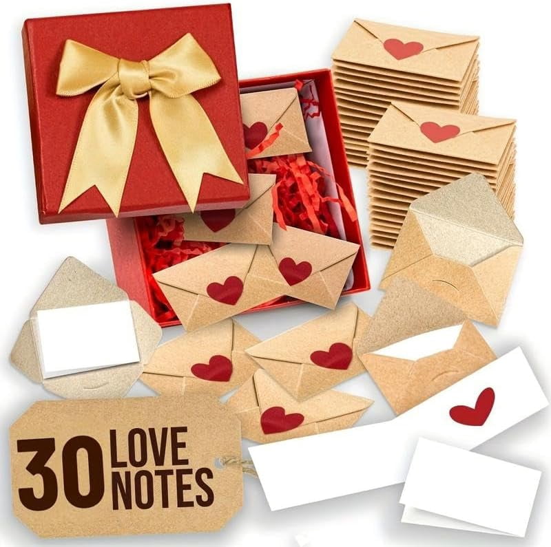 DIY Love Notes Box - Mini Blank Cards & Envelopes for Him Her - Cute ...