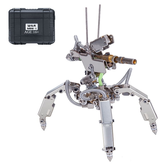 DIY MINI-1 Metal Assembly Robot 200+ PCS, Cute Yet Dangerous Sci-Fi Mech, Industrial Desk Ornament