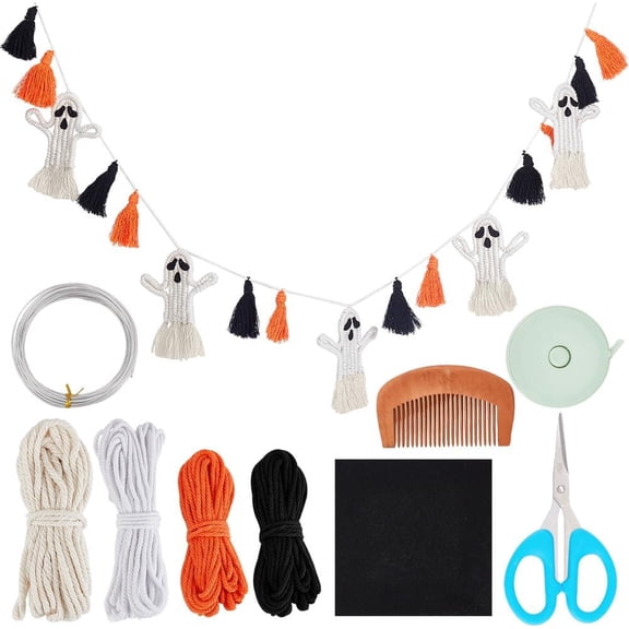 DIY Macrame Flag Pulling Kit for Beginners with Video Tutorial and Instructions Handmade Decorative Flag Pulling Pendants Atmosphere Ornaments for Home Wall Windows Decor