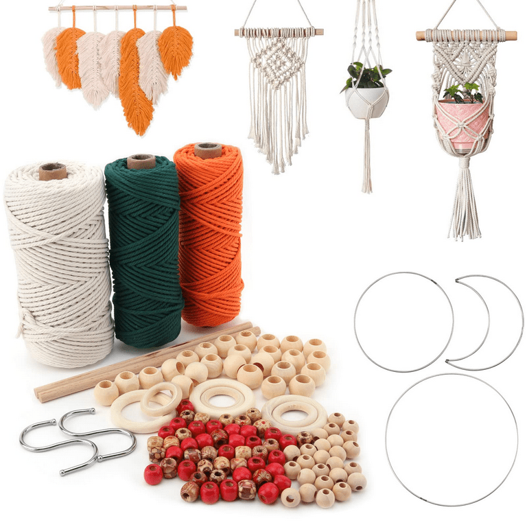  Macrame Kit for Beginners, 6 Handbag Colors, Arts and Crafts  for Adults Supplies: Pattern Instructions Cord Handles & Craft Bag