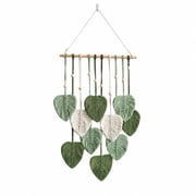 DIY Macrame Leaf Wall Hanging Kit for Beginners, Boho Feather Wall Decor Craft Set with Cotton Rope, Wooden Beads and Instructions