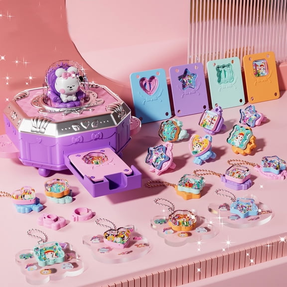 DIY Magic Craft Kit for Girls, Transparent Sticker and Decoration Set with Case, Creative Activity Toy Gift, Portable Art Station