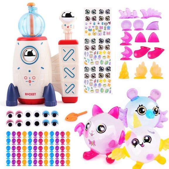 172Pcs Upgraded Nano Tape Bubble Kit for Kids, DIY Magic Sticky Balloon Set with Rocket Power Machine, Reusable Squishy Bubble Craft Kit, Art Craft Gift Toys for Boys Girls Ages 3-12