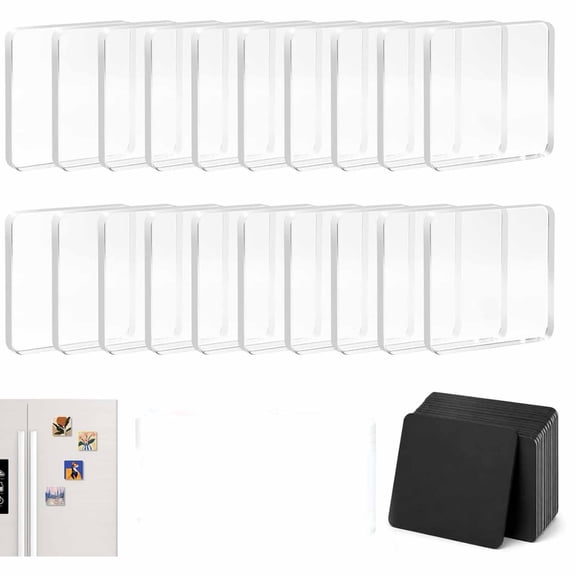 DIY Magnet Making Kit, 2026 New Clear Acrylic Square Photo Fridge Magnets, 2x2 Inch High Transparency Crystal Frames with Strong Adhesive Magnetic Backing, Easy Peel & Stick