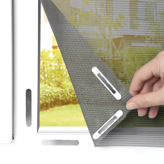 DIY Magnetic Window Screen, Adjustable Max 59" x 51" Fit Most Windows, Full Frame Self-Adhesive Magnetic Strip, No Drilling Fiberglass Anti Mosquito Bug Insect Screen, Reusable & Washable