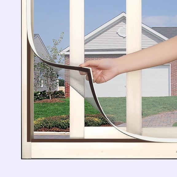 DIY Magnetic Window Screen, Adjustable Window net Max 57 x 35 White Frames Fiberglass Mesh (White Frame Grey Mesh, 57''X35''(145X89cm)