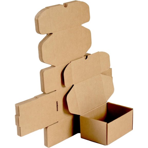 DIY Mailers 10 Pack, Brown 6x4x3 Corrugated Shipping Boxes | Tall mailer boxes assemble without tape or glue, offer 32 ECT crush resistance and store flat to save space.