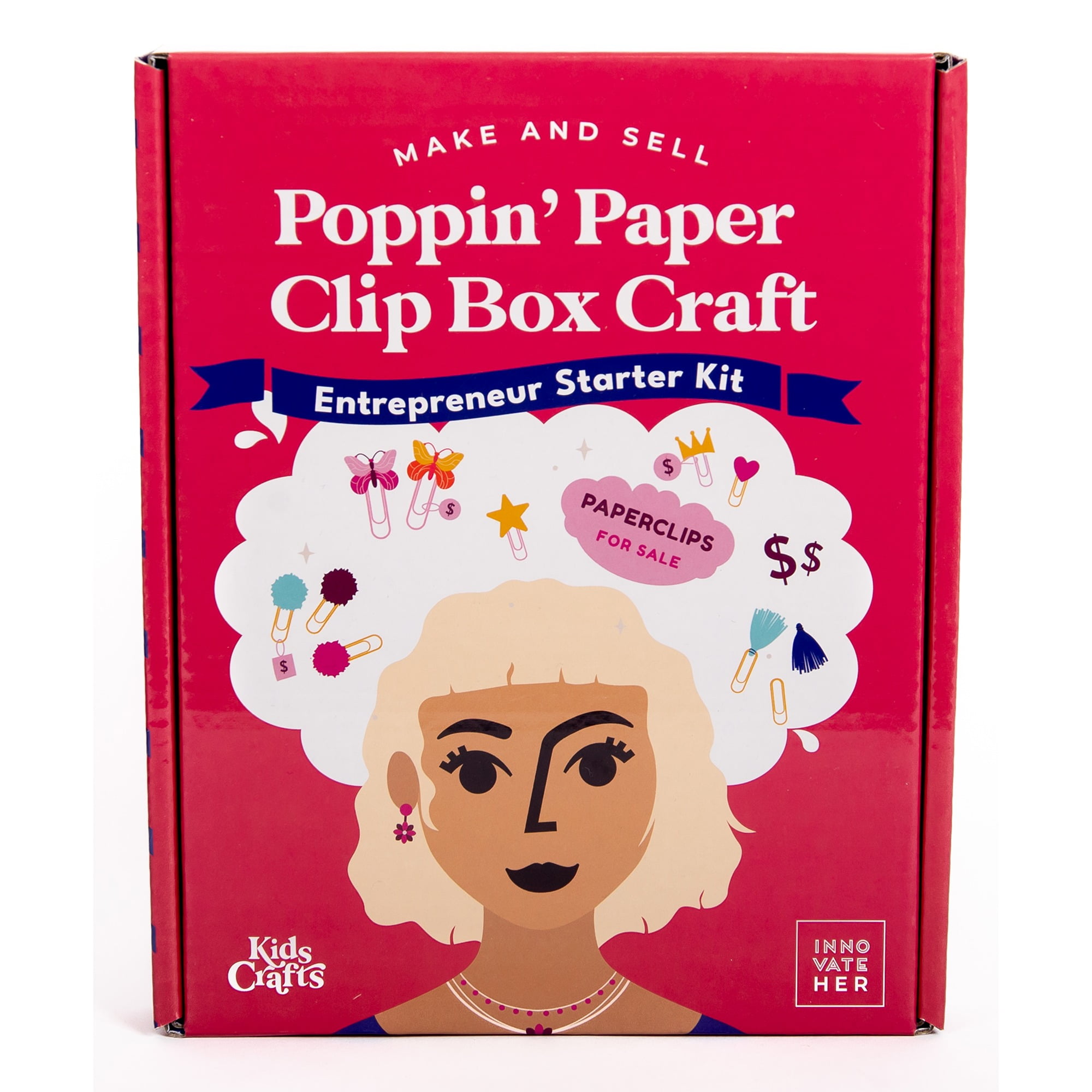 DIY Make & Sell Poppin' Paper Clip Box Craft Kit Business Entrepreneur Starter Kit, Kids Girls