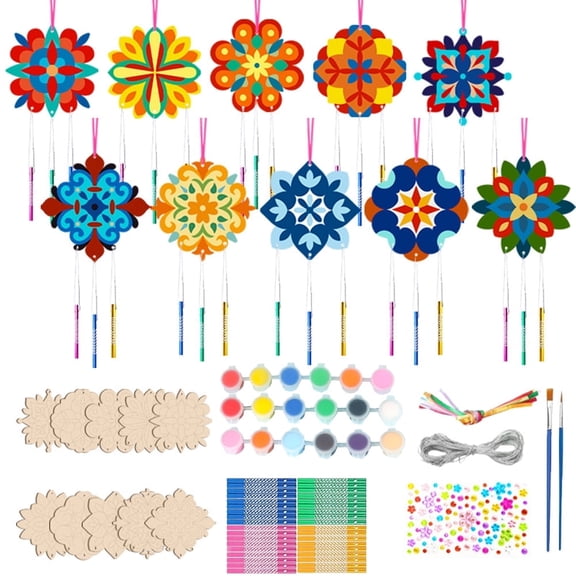 DIY Mandala Suncatchers & Wind Chimes Kit, Creative Window Art Projects, Bulk Painting Craft Kits