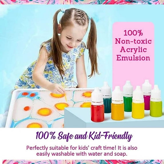 DIY Marbling Painting Kit, 6 Colors 46ml Water-Based Art Paint Set for Creative Water Painting, Marbling Art Supplies for Beginners, Craft and Decorative Projects