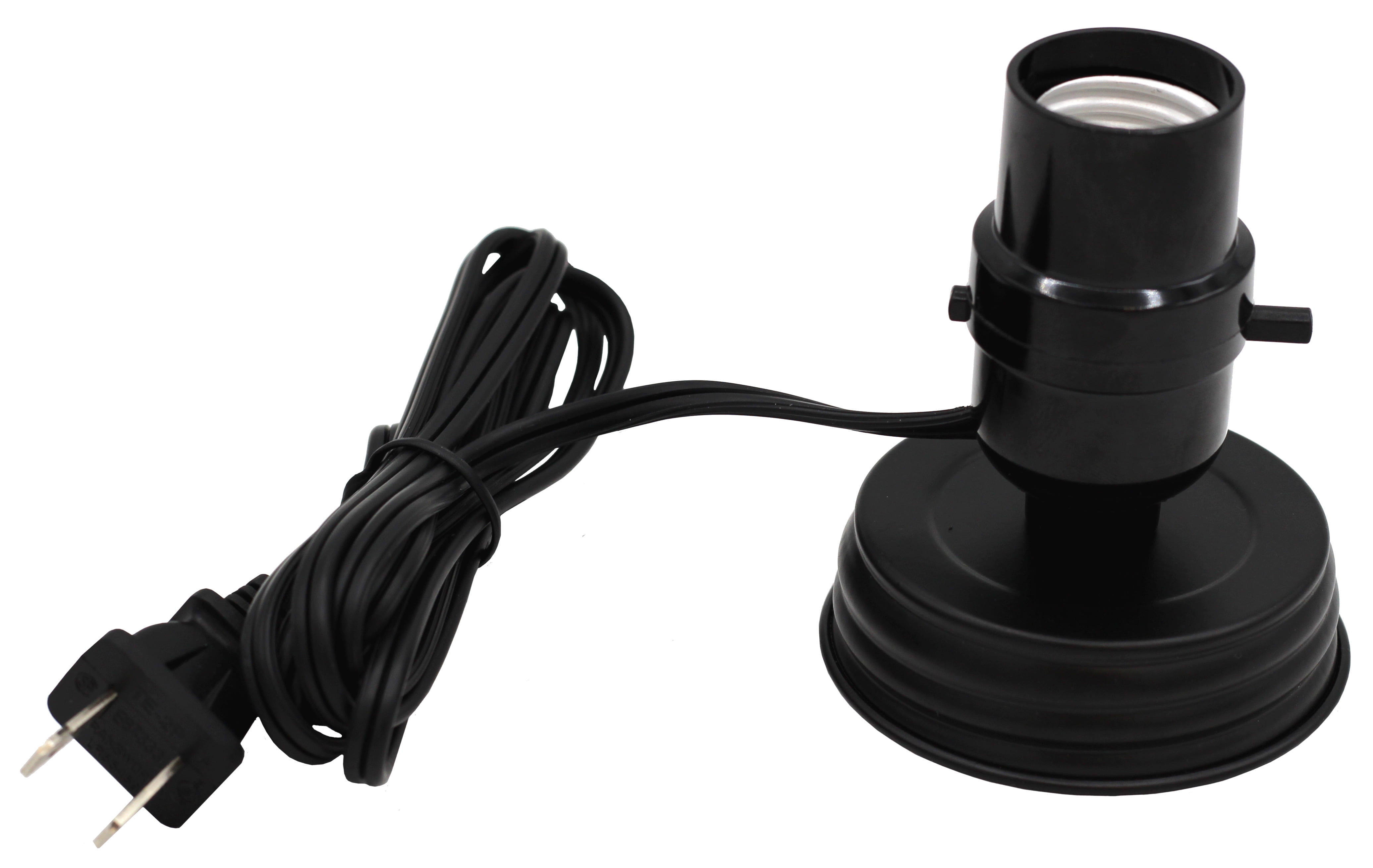 Black Phenolic Mason Jar Lamp Kit with Corded Electric Base