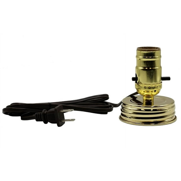 DIY Mason Canning Fruit Jar Lamp Making Kit is Pre-Wired and Easy to Use - Gold Color Lid & Socket Great for Lamp Conversion