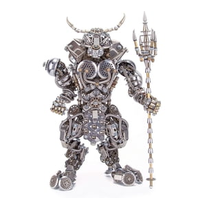 DIY Mechanical Bull-Headed Demon Metal Model Kit 2500+ PCS, Punk Armored Monster Assembly Figure, Heavy Engineering Desk Ornament