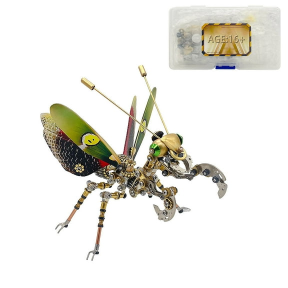 DIY Mechanical Mantis Metal Assembly Kit 300+ PCS, Steampunk Insect Model with Articulated Details, Industrial Desk Ornament
