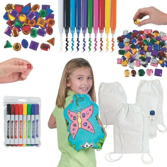 DIY Medium Canvas Drawstring Bag Kit Assortment May Vary