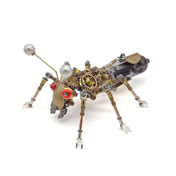 DIY Metal Gyne Insect Model Steampunk Style, Handcrafted Mechanical Assembly Kit, Creative Home Office Ornament for Adults