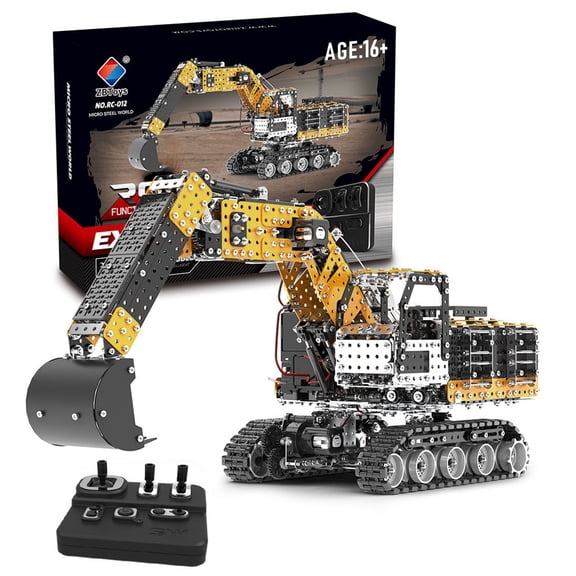 DIY Metal Model Kit RC Excavator 2544PCS, 2.4G 12CH Remote Control Construction Vehicle, Stainless Steel Assembly, Birthday Gift for Men Dad