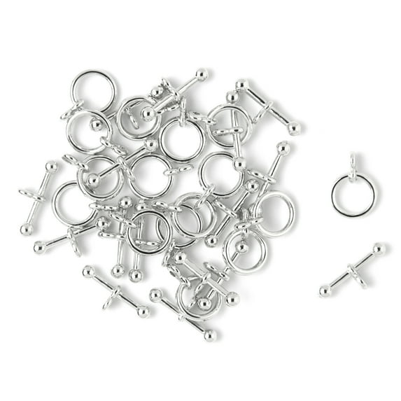 DIY Metal Round Silver Toggle Clasp, 16 Piece