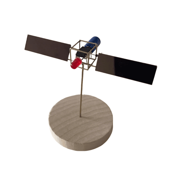 DIY Metal Wire Solar Satellite Model Kit With LED Light Electronic 3D Assembly Home Decor Desk Display Solar Powered Model Ornament for Adults Hobbyists- Kit Version