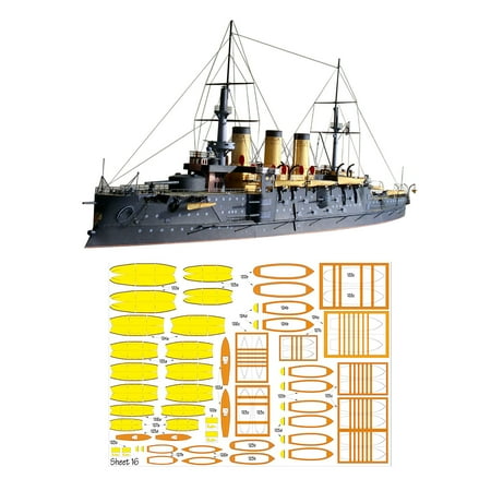 DIY Military Paper Ship Model Kit Czar Russia Navy Oslabya Battleship, Retro and Elegant Decoration