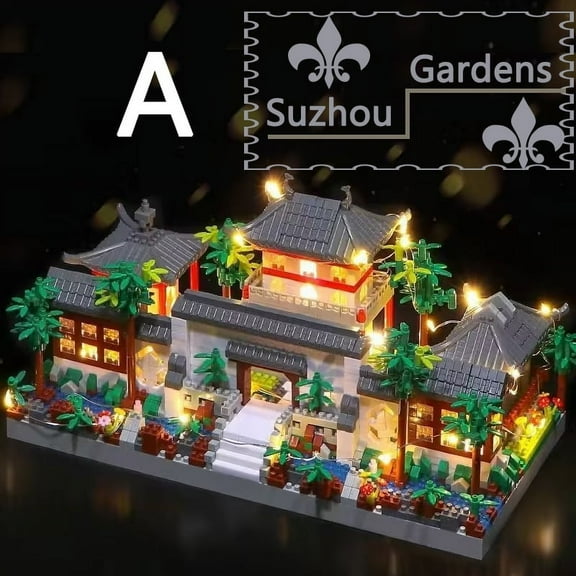 DIY Mini Building Blocks Classic and Famous Chinese Traditional Garden Suzhou Garden City Street View Bricks For Adult Toy