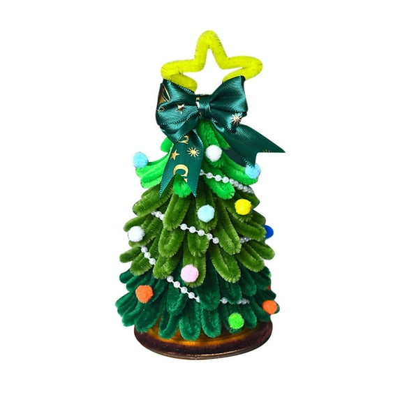 DIY Mini Christmas Tree Material Bag, Artificial Christmas Tree with String Plush Fabric Stick , for Holiday and Home Christmas Decorations