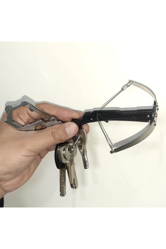 DIY Mini Crossbow Keychain  Plastic Assembly Model with Functional String  Fun Toy & Key Ring Decoration  10x11.5cm  Approx. 30g