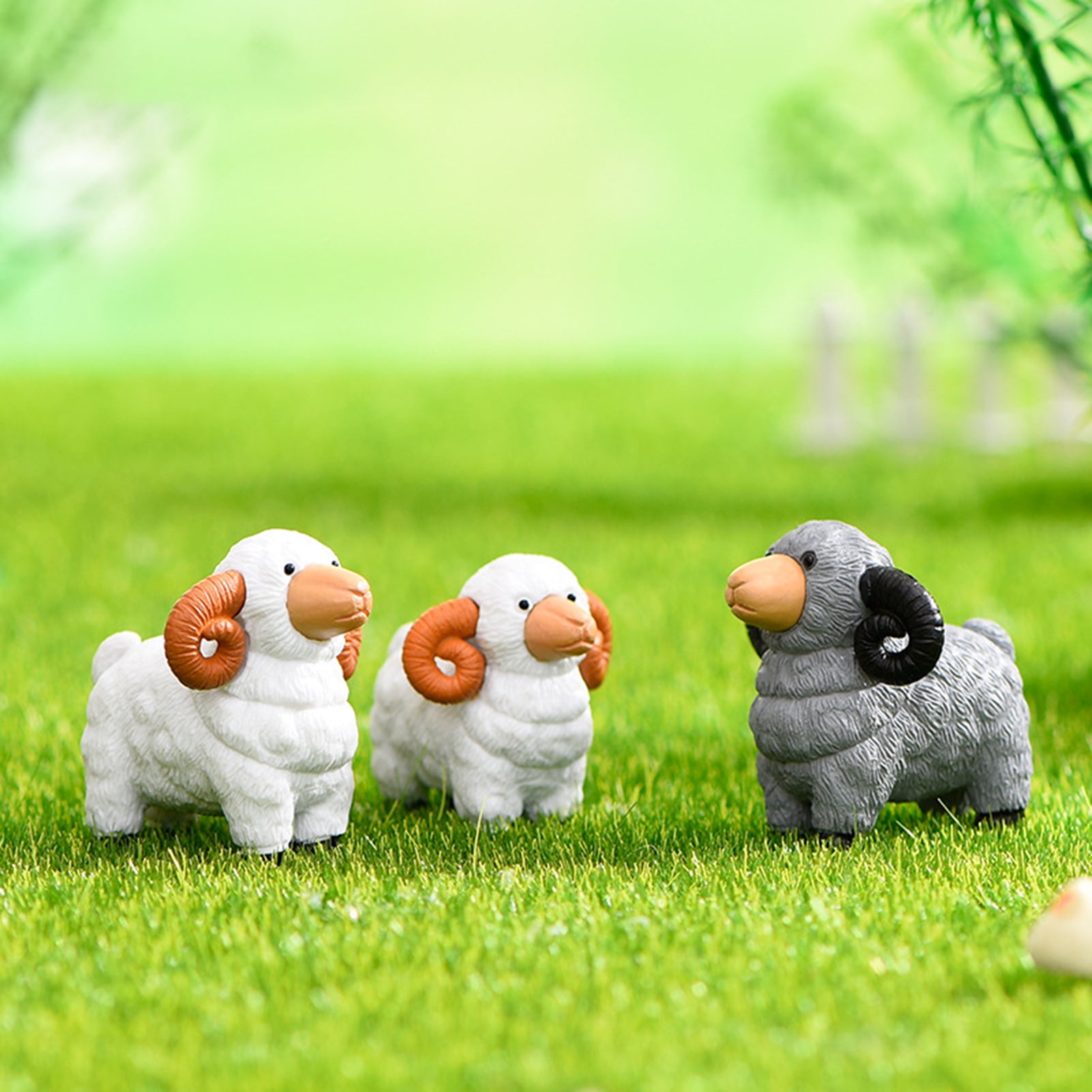 DIY Mini Cute Desktop Animal Sheep Figurine Sweet Expression