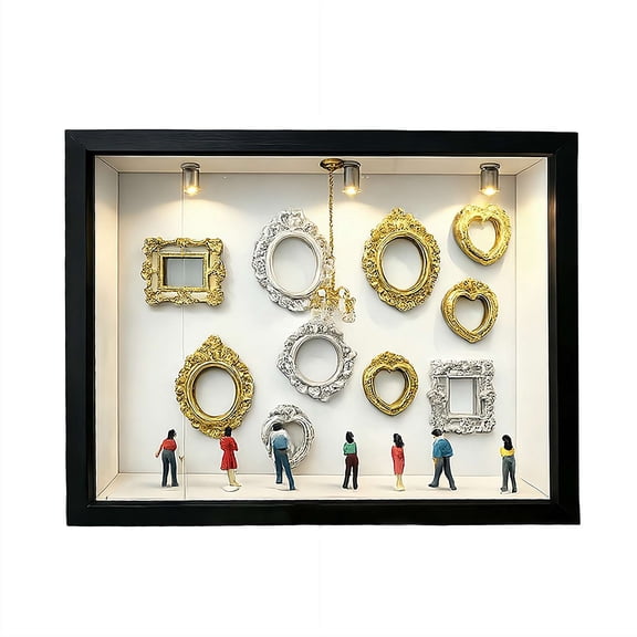 DIY Mini Frame Shadow Box Kit – Mother’s Day Craft Gift, Gold Silhouette Box with Figurines, Handmade Keepsake for Mom