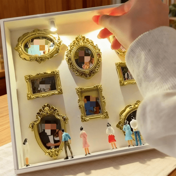 DIY Mini Gold Grames Silhouette Box,2026 Upgrade Shadow Box Frame Kit with Gold Miniature Museum & Figurines, Celebrate Your Unique Memories in Style, for Anniversary, Wedding, Birthday & Home Decor