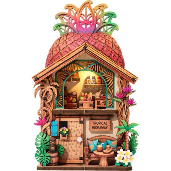 DIY Mini House Kit with LED Light Magnetic Backing Miniature Scene Decor Compact Handmade Craft Ornament for Fridge Desktop Home Gift