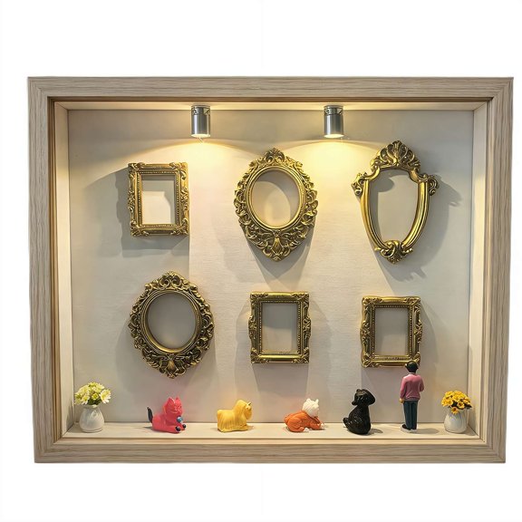 DIY Mini Museum Shadow Box Frame Kit with LED Lights, Customizable 3D Picture Frame for Dog Lovers, Home Décor Gift