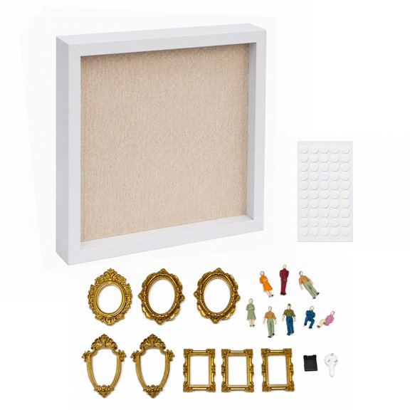 DIY Mini Museum Shadow Box Frame, Retro Photo Figure Display Kit for Family Memories
