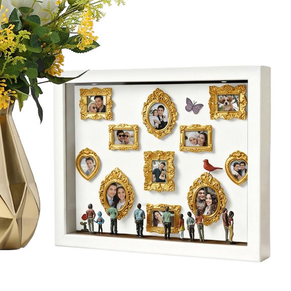 DIY Mini Museum Silhouette Box, 2026 New Shadow-Box Frame Kit with Lights,Golded Mini Frames & Figurines, Celebrate Your Memories in Stylish Way,for Anniversaries, Weddings, Birthdays Home Decor.