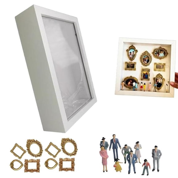DIY Mini Museum Silhouette Box,Celebrate Your Unique Memories in *,Personalized DIY Photo Family Memory Display Case Frame with Mini Figurines for Anniversary,Wedding,Valentine's Day