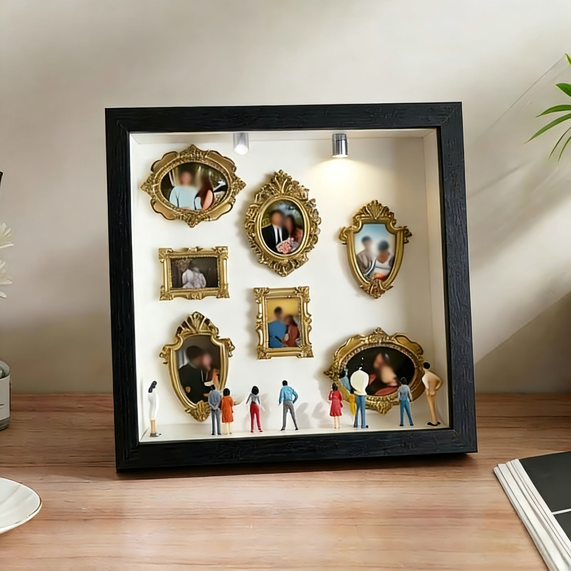 DIY Mini Museum Silhouette Box,Gold Mini Frames & Figurines ...