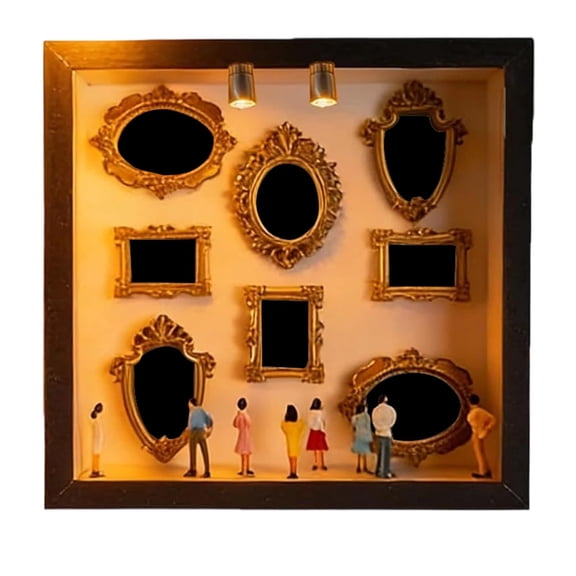 DIY Mini Museum Silhouette Box with Light, 3D Photo Frame Display Box, Gold Mini Frames & Figurines, Celebrate Your Memories in Style, for , Wedding, Birthday & Home Decor