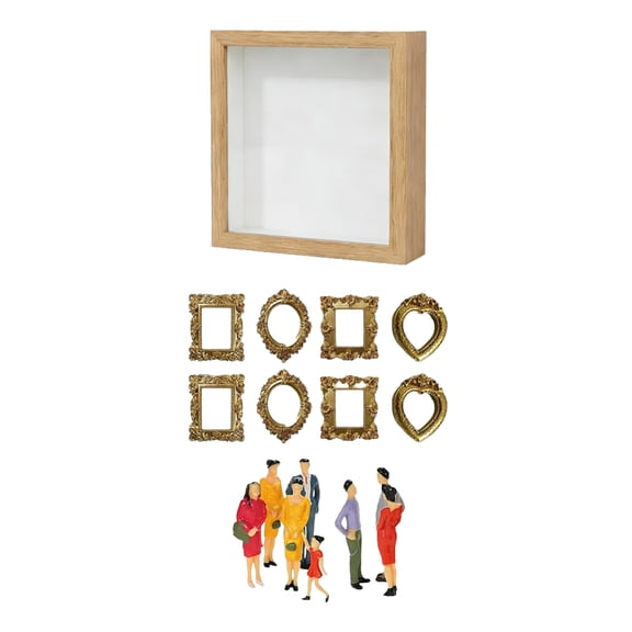 DIY Mini Museum Silhouette Box - Personalized Shadow Box Frame with Mini Figurines & Gold Frames, Custom Valentine's Day, Anniversary & Wedding Memory Keepsake for Home Decor