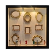 DIY Mini Museum Silhouette Box,Personalized Photo Shadow Boxes Display with 7pcs Mini Museum Figurines & 8pcs Mini Gold Frames, Gift for Valentines Day & Anniversaries ,Brown