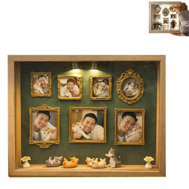 Small Frame Box DIY Mini Museum Silhouette Box Shadow Box Frame Kit with Gold Mini ...