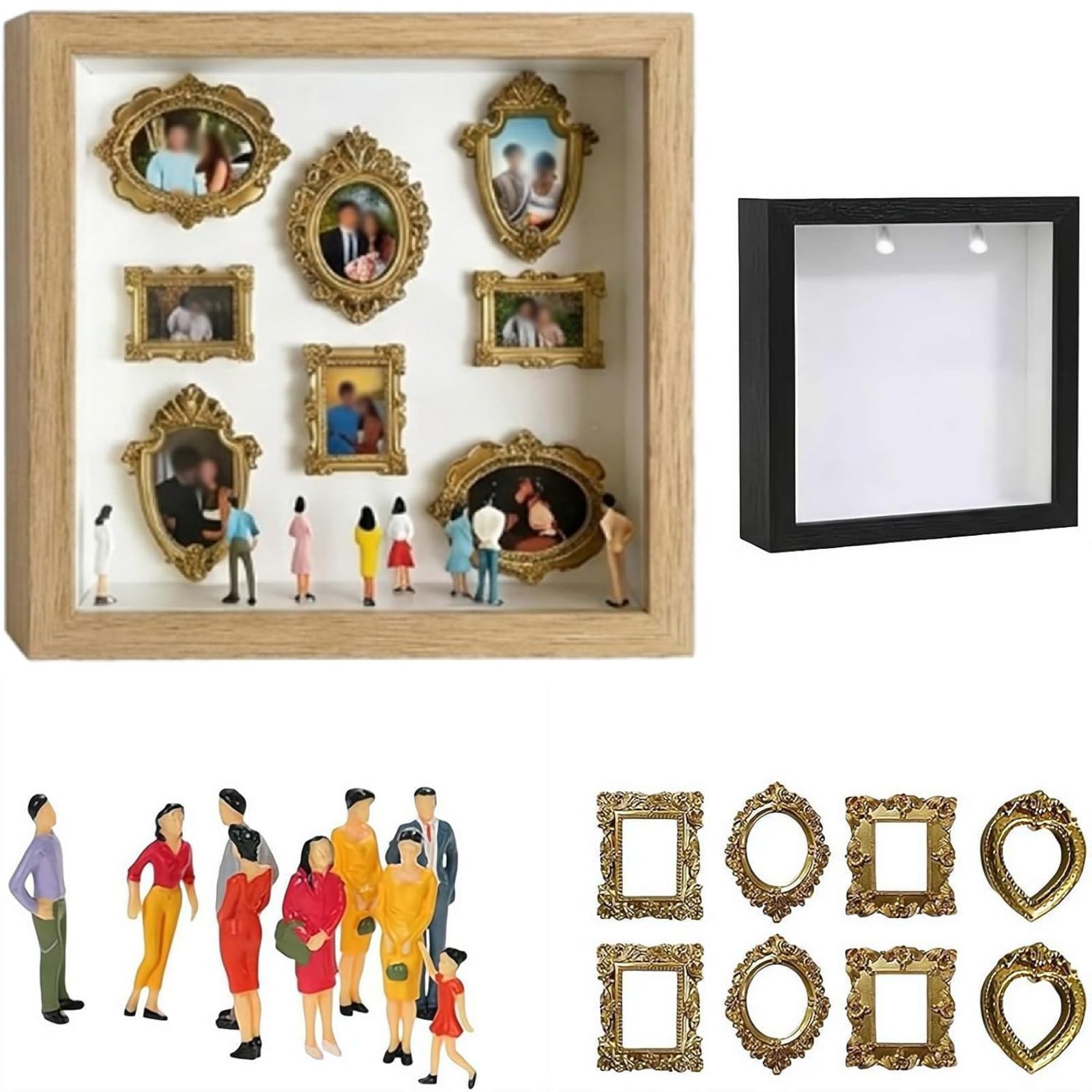 DIY Mini Museum Silhouette Box – Shadow Box Frame Kit with Gold Mini ...
