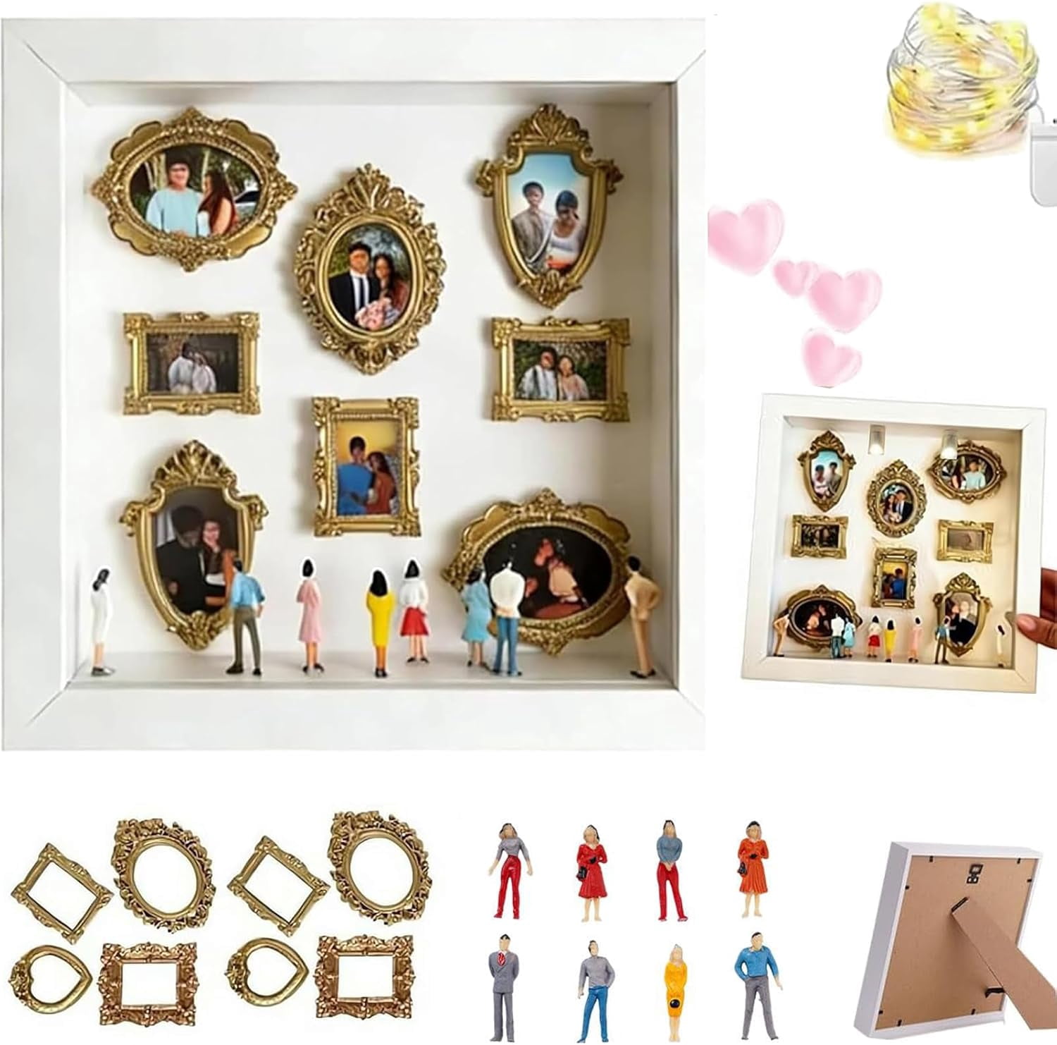 Small Frame Box DIY Mini Museum Silhouette Box – Shadow Box Frame Kit with Gold Mini ...